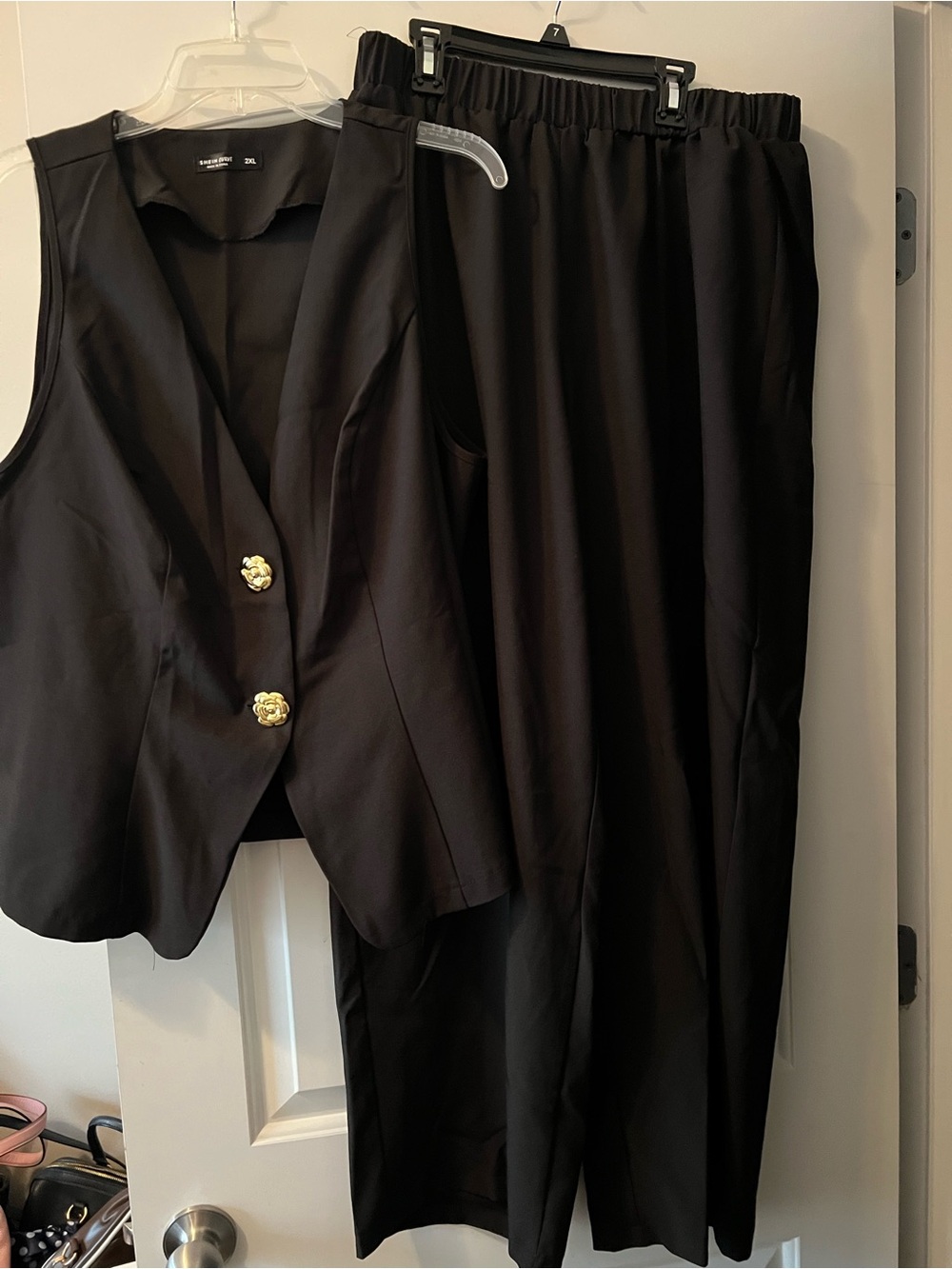 SHEIN Black Tailored Vest & Elastic-Waist Pants Set